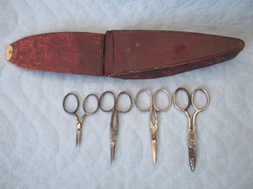 Antikes scheren set mit - mit, etui